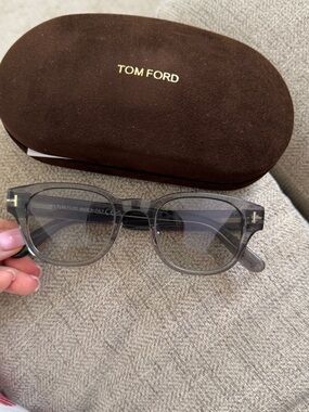 Tom Ford Brown Sunglass Case with Polishing Cloth